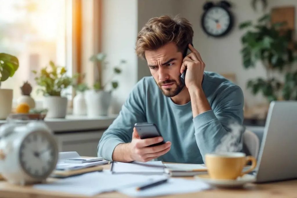 Téléphone affichant un appel commercial provenant d’un numéro en 0270