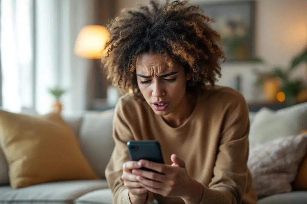 Personne consultant un appel téléphonique suspect sur son smartphone