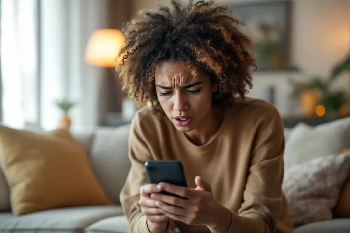 Personne consultant un appel téléphonique suspect sur son smartphone