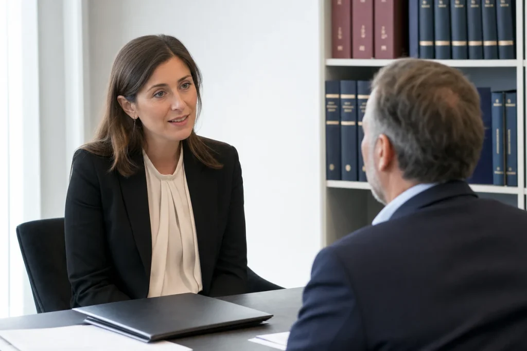Avocate expliquant un délai de règlement CARPA