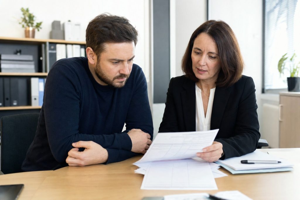 Visuel professionnel sur la compréhension d'une fiche de paie négative