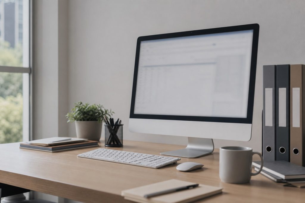 Bureau sobre pour illustrer l’intranet Normandie