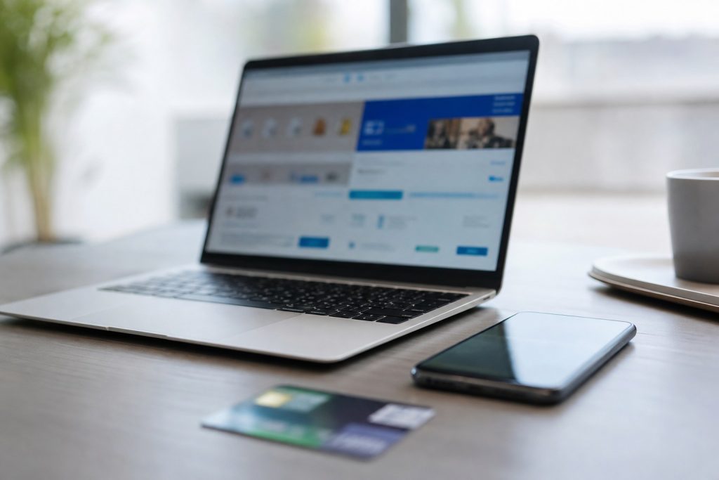 Bureau sobre pour illustrer le paiement PSC