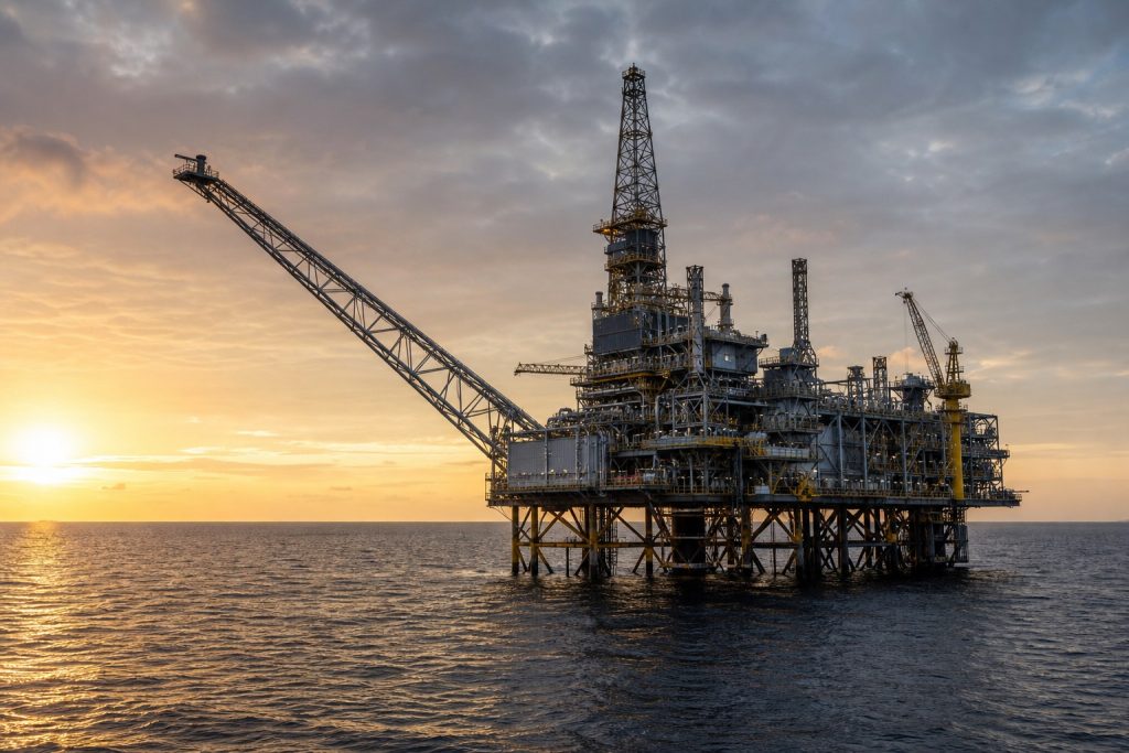 Photo sobre d’une plateforme pétrolière offshore