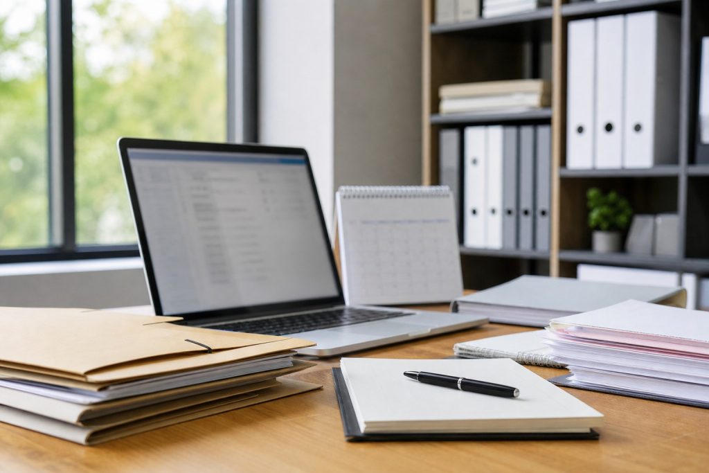 Bureau administratif sobre pour illustrer Proxima Tutelle